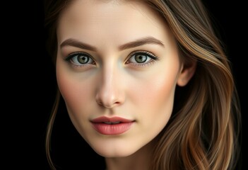 Fototapeta premium Female portrait on black background