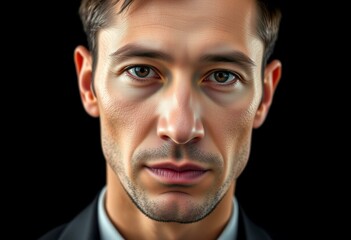 Fototapeta premium Male portrait on black background