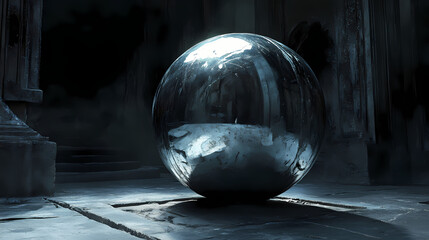 polished silver sphere