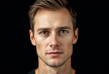 Fototapeta premium Photorealistic male portrait on black background