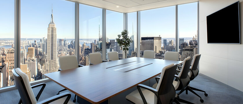 Modern Conference Room With City View