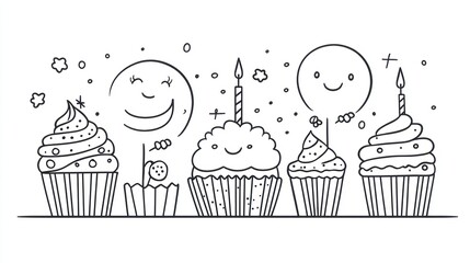 Happy birthday cupcakes celebration party