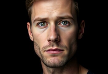 Obraz premium Male portrait on black background