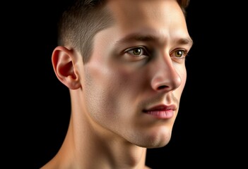 Obraz premium Photorealistic male portrait on black background