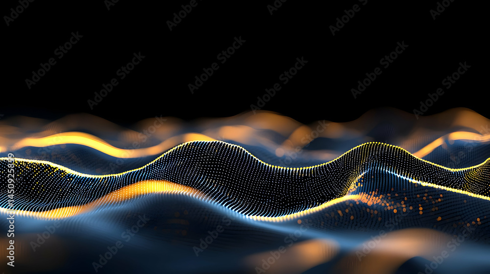 Poster abstract glowing wave pattern with dots