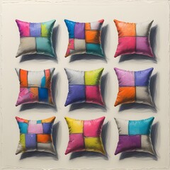 Set of colorful decorative pillows. Great for home decor and interior design.