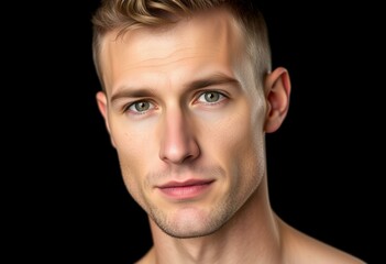 Fototapeta premium Male portrait on black background