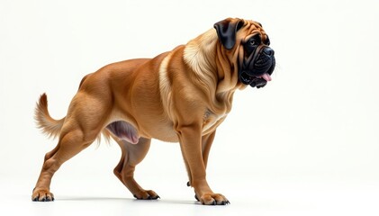 Obraz premium Majestic mastiff, powerful stance, white background, giant, pet photography