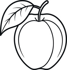 Aprium fruit line art on transparent background