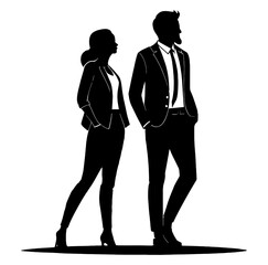 A man and woman black silhouette vector, Simple silhouette Design vector icon with white background.  Couple Silhouette.