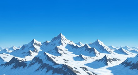 Fototapeta premium Snow capped mountains under clear blue sky aerial view of majestic peaks and landscape