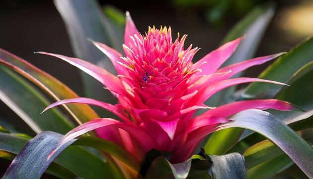 pink bromelia in the garden