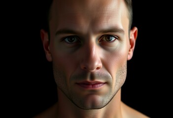 Obraz premium Male portrait with neutral expression on black background