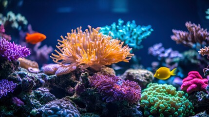 Fototapeta premium Vibrant Coral Reef Ecosystem with Colorful Fish