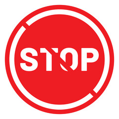 Red STOP sign icon set. Sign with hand and stop sign. Warning sign, attention, prohibition, danger, alert, road sign - stock vector.