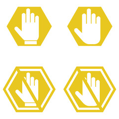 Stop icon logo design. stop road sign. hand stop sign and symbol. Do not enter stop red sign with hand