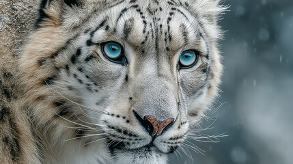 Naklejka premium Closeup Portrait of a Big Cat with Striking Blue Eyes