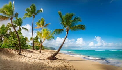 Fototapeta premium palm trees on the sandy beach in hawaii