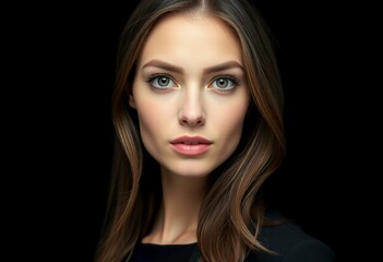 Fototapeta premium Female portrait on black background