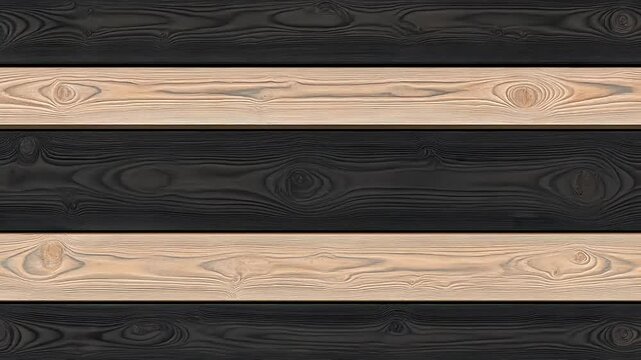 Alternating dark and light horizontal wooden planks create a striking visual pattern