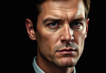 Fototapeta premium Male portrait on black background