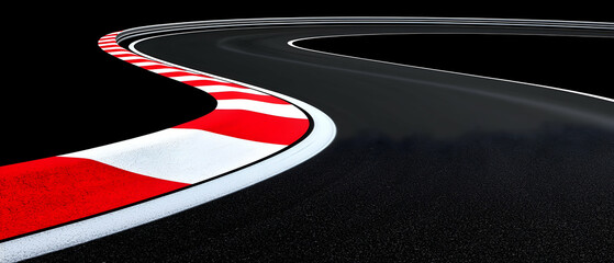 Racing Track Curve With Red And White Stripes