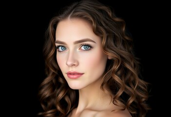Fototapeta premium Female portrait on black background