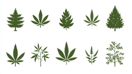 Cannabis Plant Silhouettes