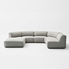 Obraz premium Wide Grey Modular Sectional Sofa with Chaise