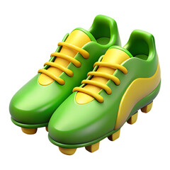 Green and Yellow Soccer Cleats - 3D Render with Transparent Background