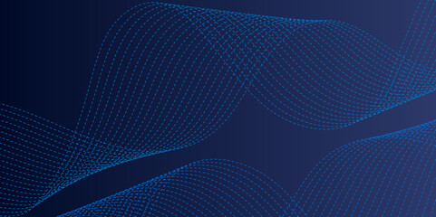 Smooth curvy shape circle dots fluid array on dark blue background. Abstract background with flowing particles. A Calming Visualization Of Data In Motion. visual representation of modern digital