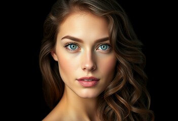 Fototapeta premium Female portrait on black background
