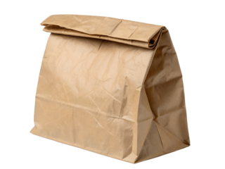 Brown Paper Bag for Food Packaging Isolated on transparent background cutout, PNG file, Cutout file