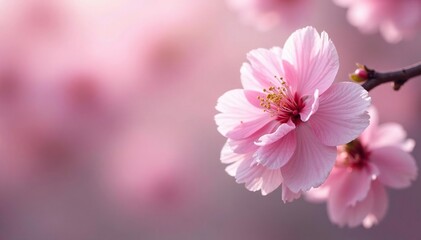 Fototapeta premium Delicate pink sakura blossoms, full bloom, soft petals , botany, floral, blossom