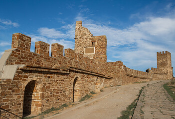 part of the brick wall of the fortress in the ancient style
