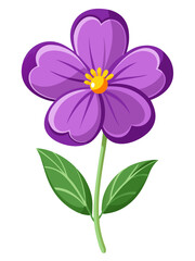 Illustration of a purple flower blossom with green leaves floral botanical design spring bloom art vector