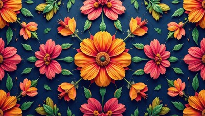 Bold floral motif arranged in a repeating diamond shape , stylish, pattern, curve