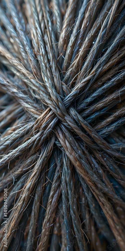 Aufkleber Extreme Close-up Of Woven Thread A Macro Image Showing The Fine Details Of A Textile Structure. The Intricate Pattern Highlights Textures In Fibers. Focus On Material For Design.