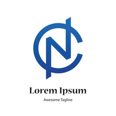 cn or nc letter creative logo design icon