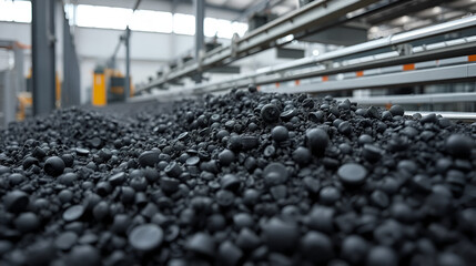 One of the first stages of production of rubber products at the plant Close up of raw material seam texture Medium wholesale manufacturing technology