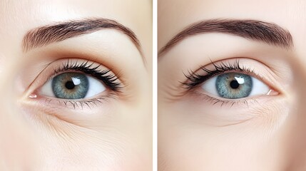Obraz premium Before After Eye Wrinkle Treatment Closeup