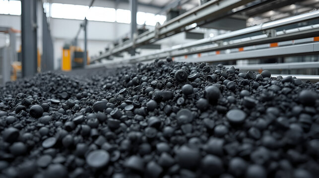 One of the first stages of production of rubber products at the plant Close up of raw material seam texture Medium wholesale manufacturing technology