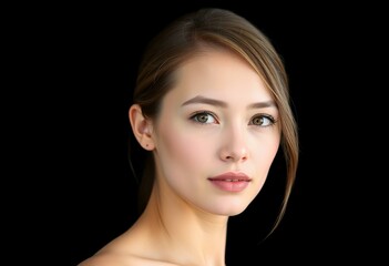 Fototapeta premium Female portrait on black background
