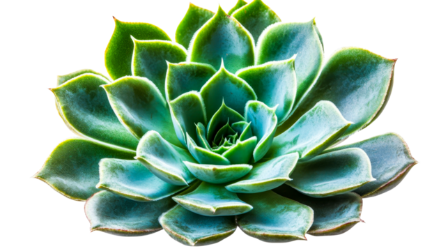 Detailed succulent plant rosette, close up, macro, cut out transparent