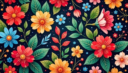 Intricate floral tapestry, rich colors, seamless repeat, repeat, vintage