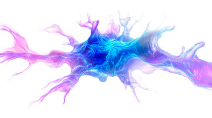 Fototapeta premium Fluid splash with luminous texture, blue and pink color, cut out transparent