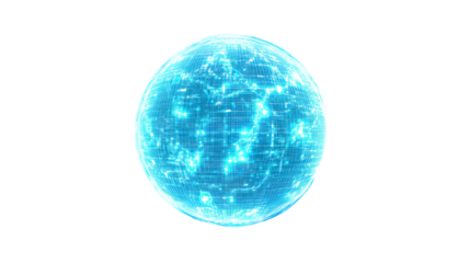 Glowing grid sphere, futuristic network technology, cut out transparent
