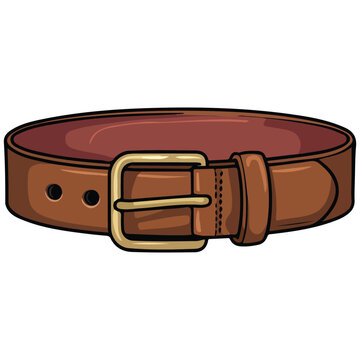 Brown belt with buckles isolated vector illustration on white background