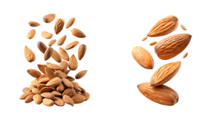Falling Almond Isolated on Transparent Background, PNG File