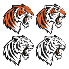 Obraz premium Tiger face silhouette set bundle vector